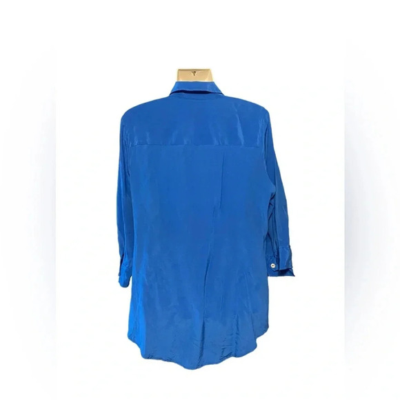 Soft Surroundings Blue Silk Button Down Top - Picture 5 of 9